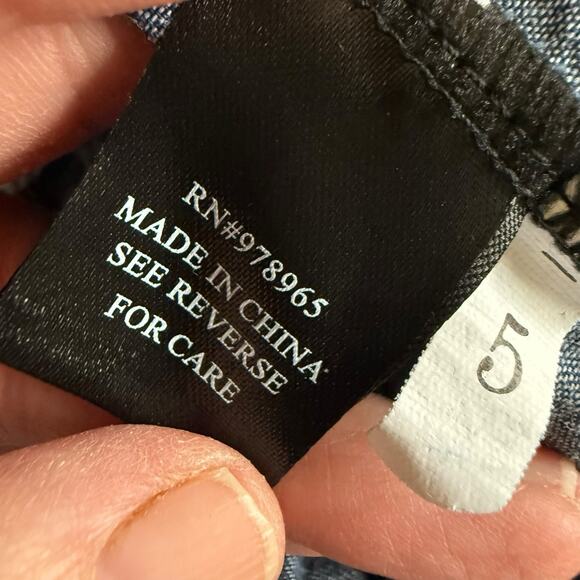 Indigo And Lace Peasant Tiered Skirt Denimlike Chambray XL Bohemian Boho - Picture 4 of 7